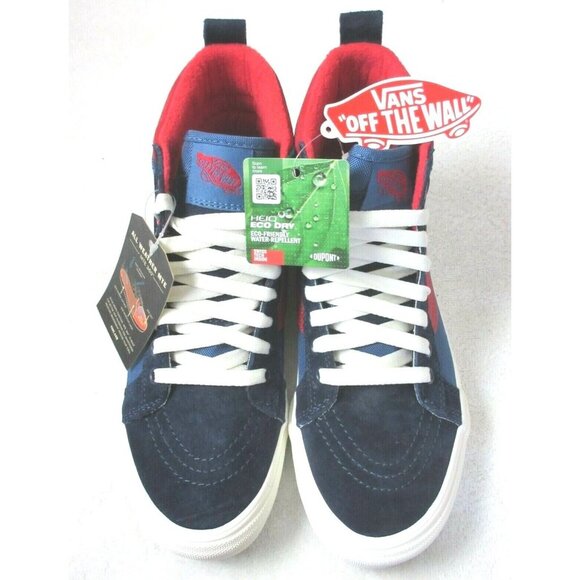Vans Women's Sk8-Hi MTE All Weather Boots Navy Blue Red Suede Size 8.5 NIB - Picture 1 of 5